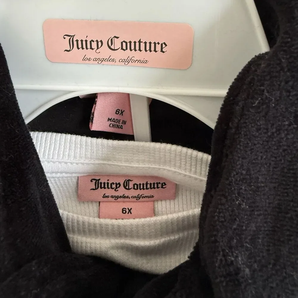 Juicy Couture 3 Piece Long Sleeve Shirt Vest & Pants Set Bling Logo NWT Girls 6X